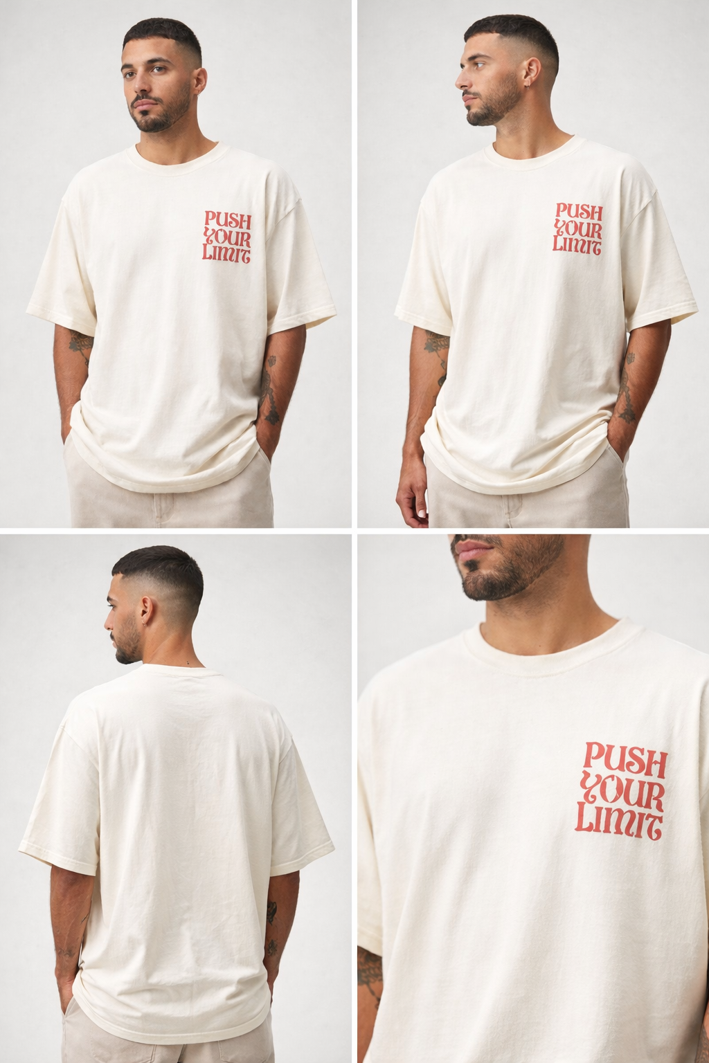 VERA “Push Your Limit” Oversized Off-White T-Shirt – 100% Cotton