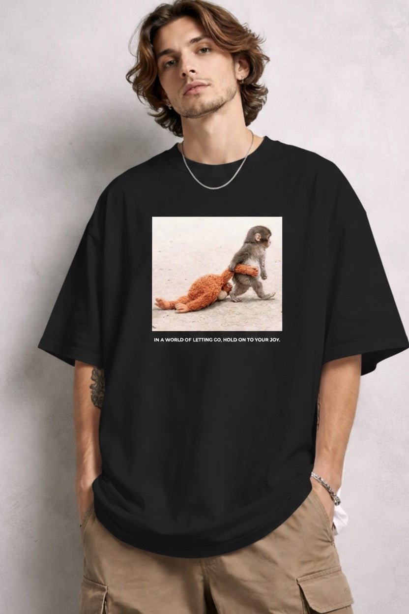 The Punch Japanese Macaque Holding On T-Shirt, Limited Edition Oversized Tee