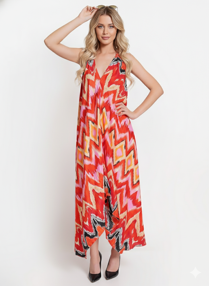 VERA Silk Halter Midi Ring Dress with Open Back