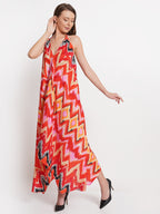 VERA Silk Halter Midi Ring Dress with Open Back