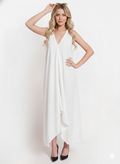 VERA Silk Halter Midi Dress with Open Back (White)