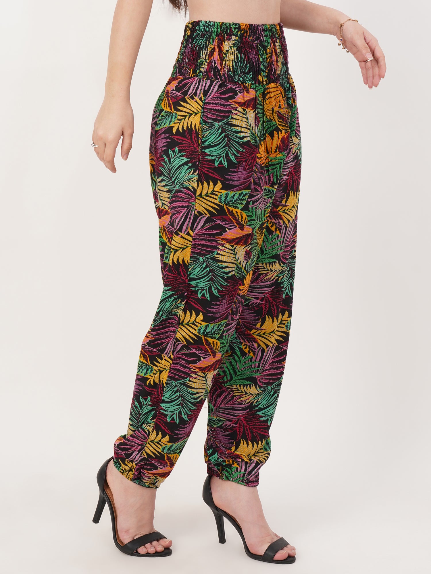 VERA Tropical Print Rayon Lounge & Yoga Pants — Soft, Lightweight, Relaxed Fit , FREE SIZE