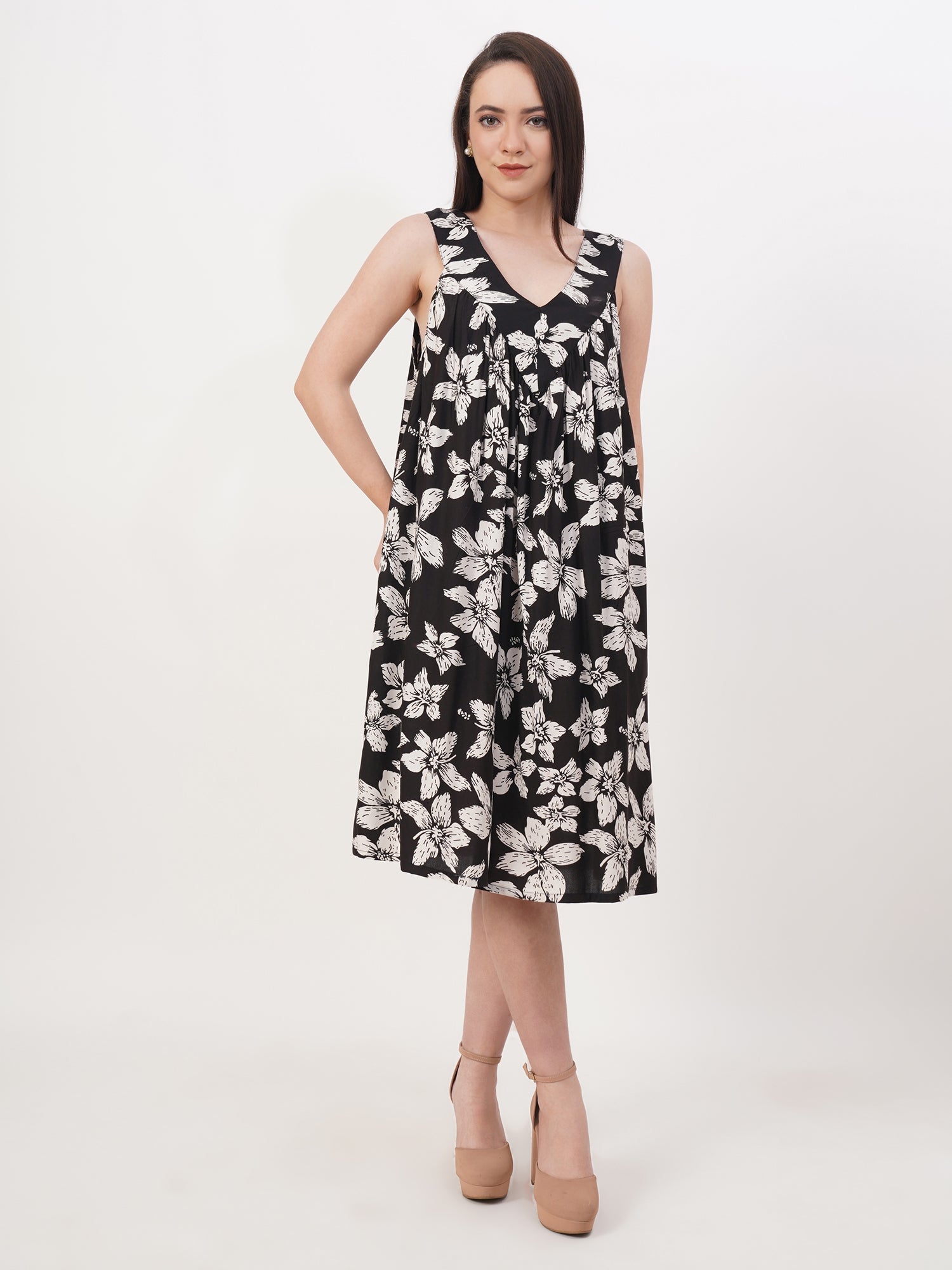 VERA Free Size Rayon Summer Sundress — Lightweight Casual & Maternity-Friendly Dress for Women