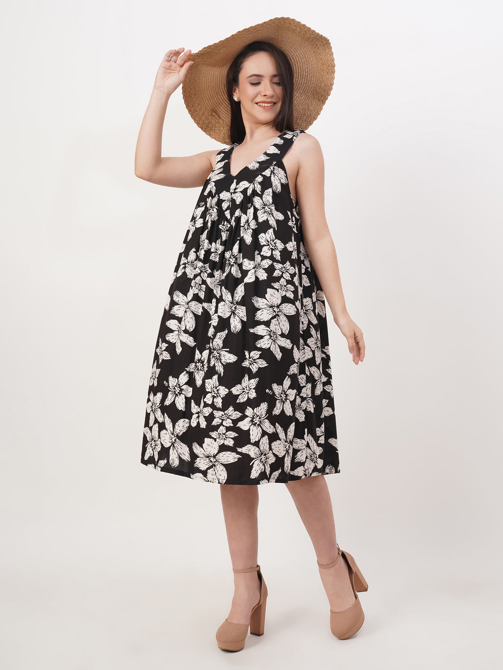 VERA Free Size Rayon Summer Sundress — Lightweight Casual & Maternity-Friendly Dress for Women