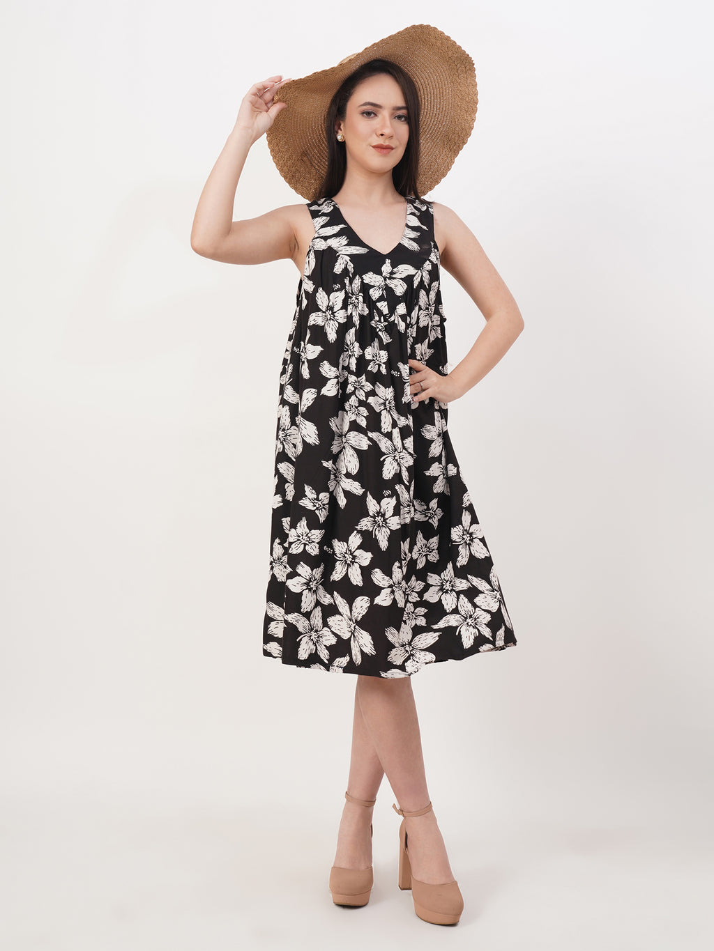 VERA Free Size Rayon Summer Sundress — Lightweight Casual & Maternity-Friendly Dress for Women