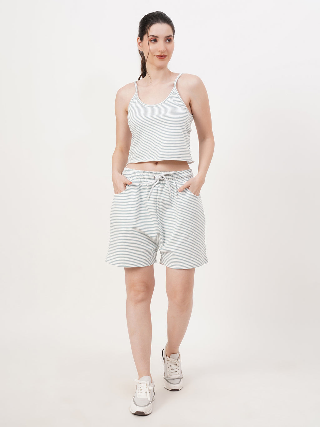 VERA Cotton Knit Two-Piece Summer Set — Soft Crop Top & Shorts Co-Ord for Women
