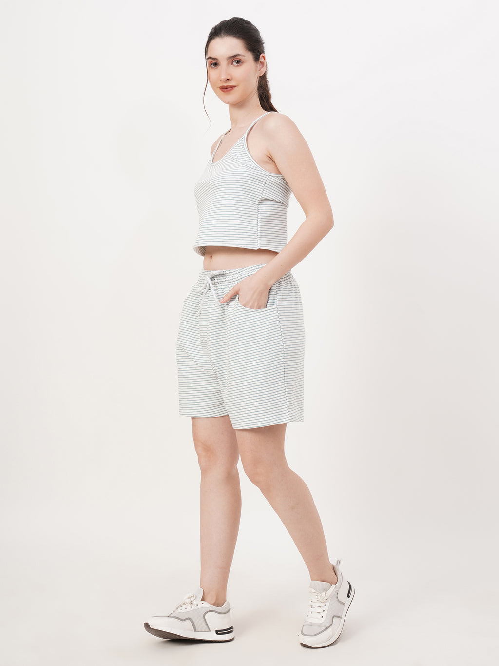 VERA Cotton Knit Two-Piece Summer Set — Soft Crop Top & Shorts Co-Ord for Women