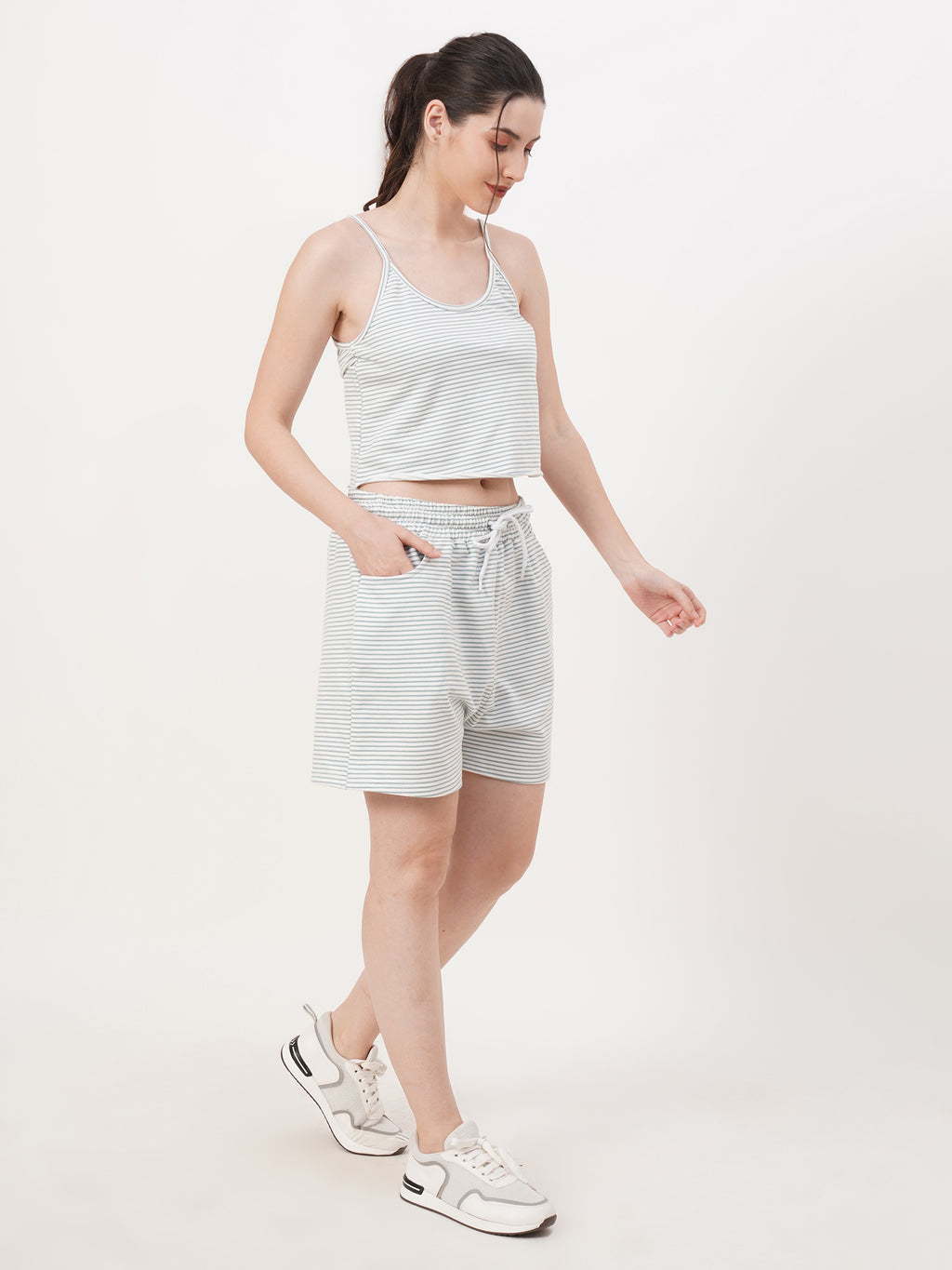 VERA Cotton Knit Two-Piece Summer Set — Soft Crop Top & Shorts Co-Ord for Women