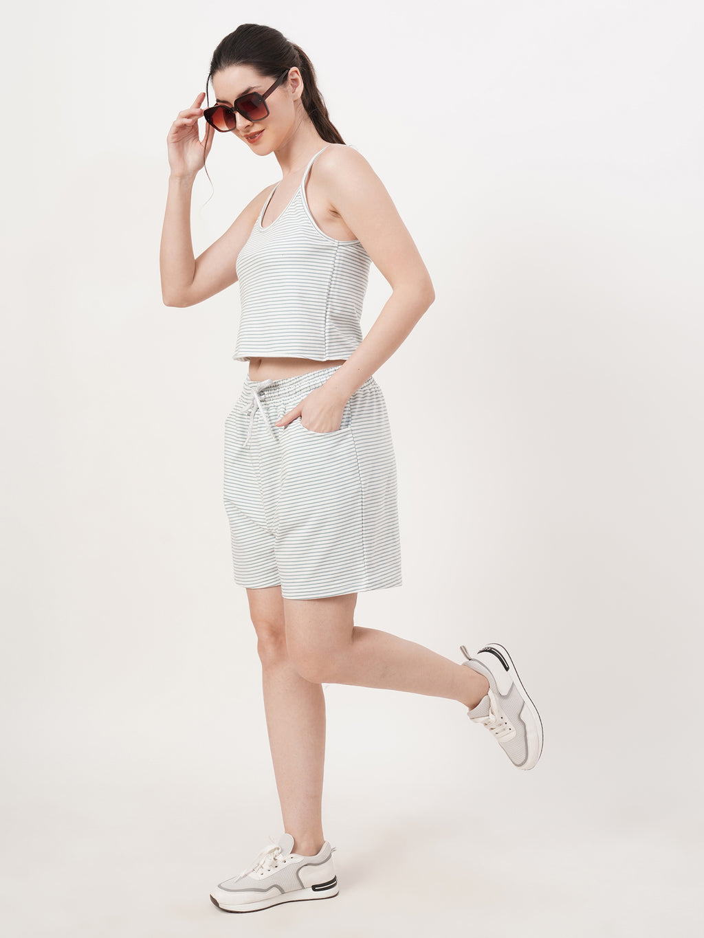 VERA Cotton Knit Two-Piece Summer Set — Soft Crop Top & Shorts Co-Ord for Women