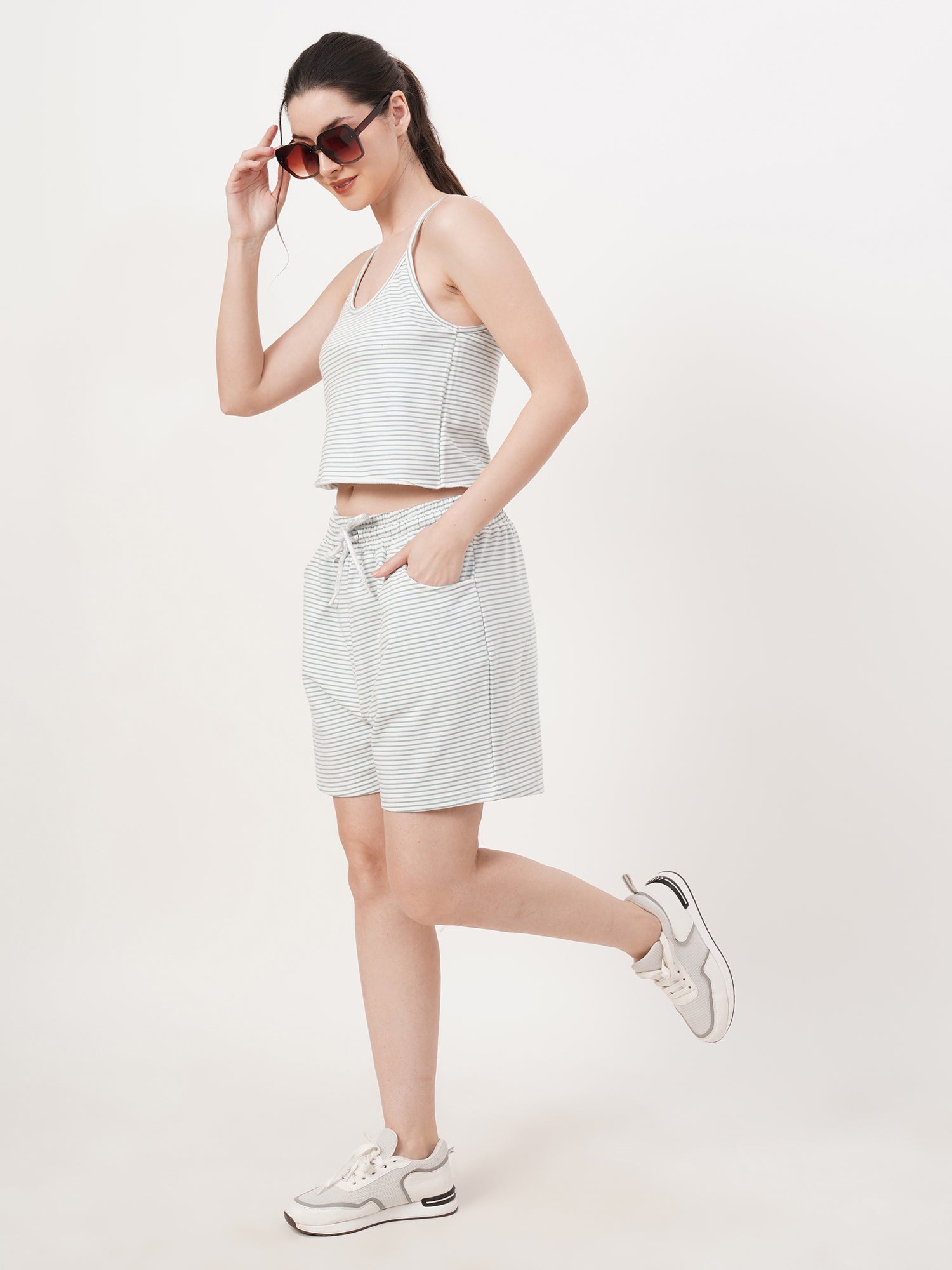 VERA Cotton Knit Two-Piece Summer Set — Soft Crop Top & Shorts Co-Ord for Women