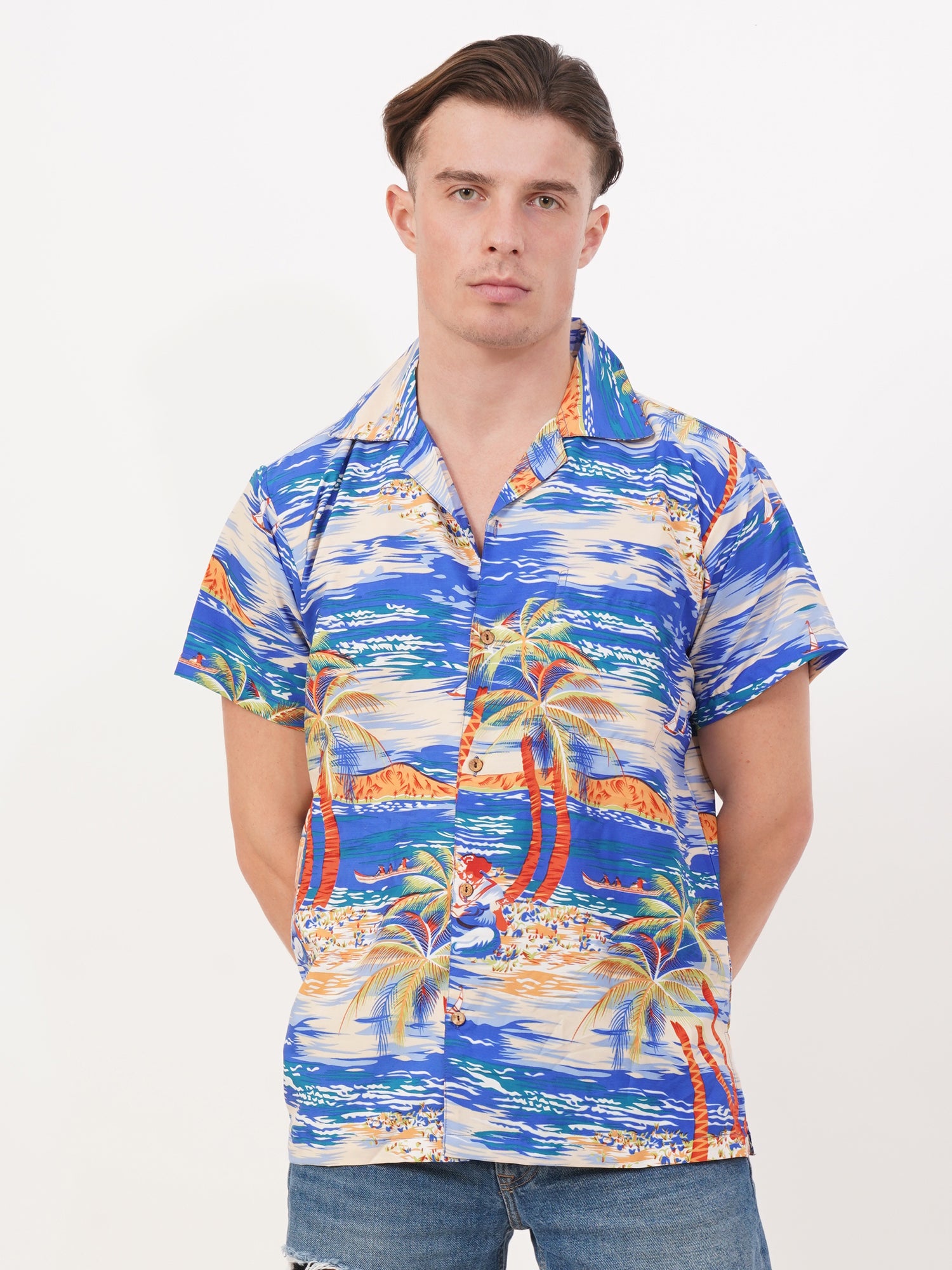 VERA Men’s Ocean Breeze Hawaiian Shirt – Short Sleeve Tropical Summer Button Down