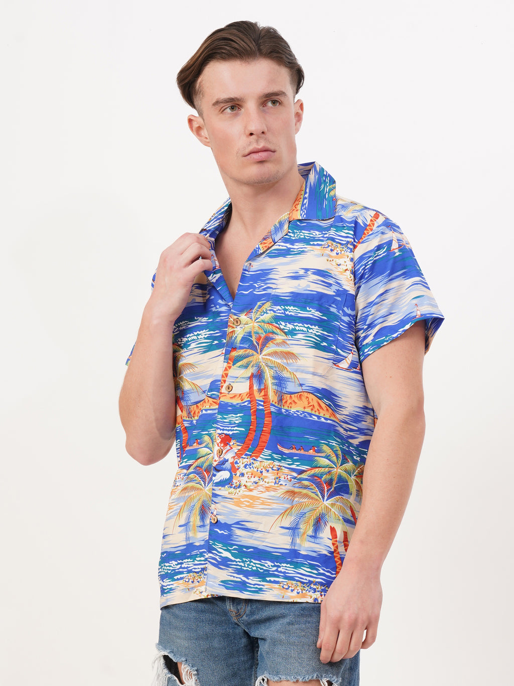 VERA Men’s Ocean Breeze Hawaiian Shirt – Short Sleeve Tropical Summer Button Down