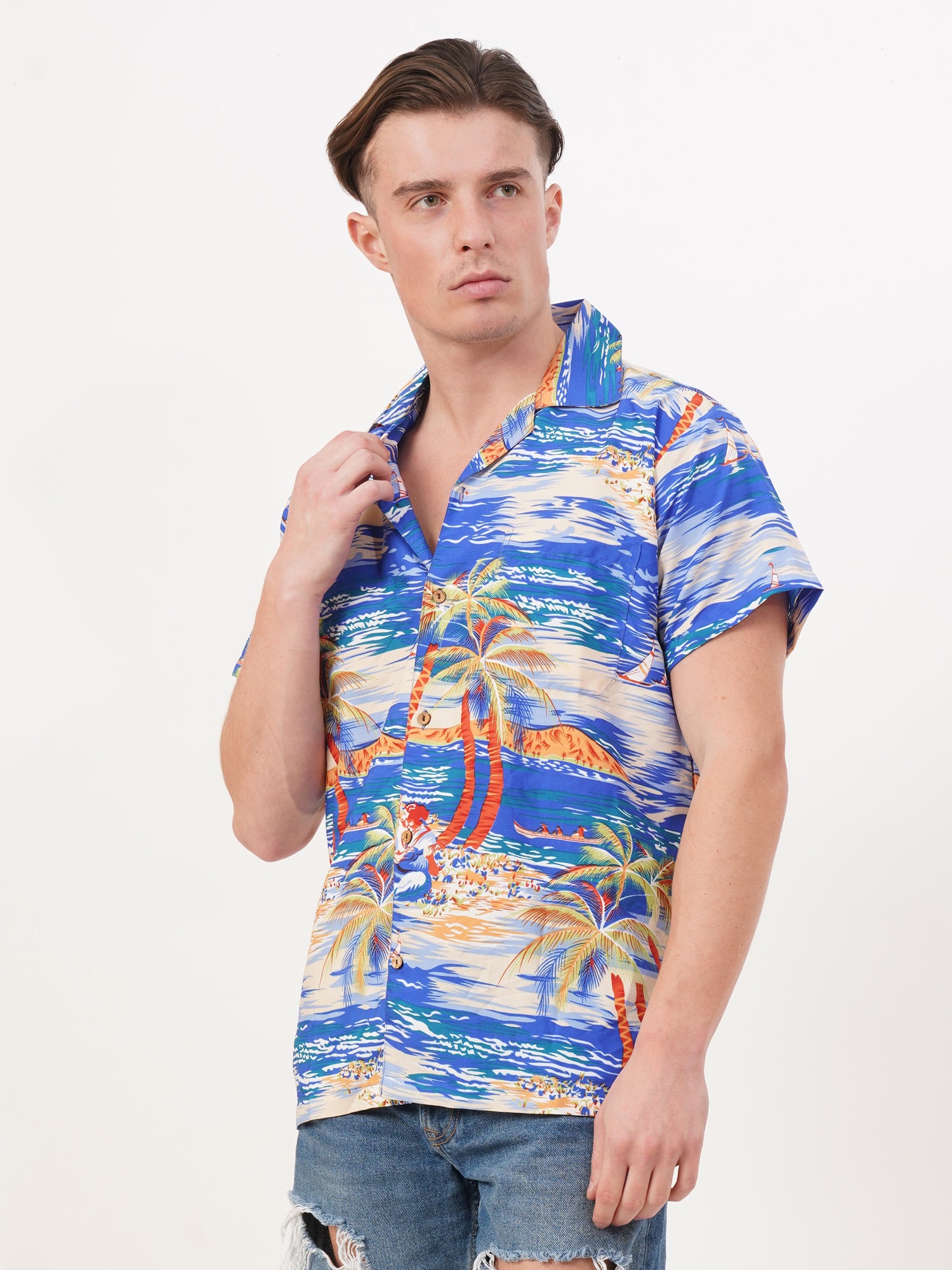 VERA Men’s Ocean Breeze Hawaiian Shirt – Short Sleeve Tropical Summer Button Down