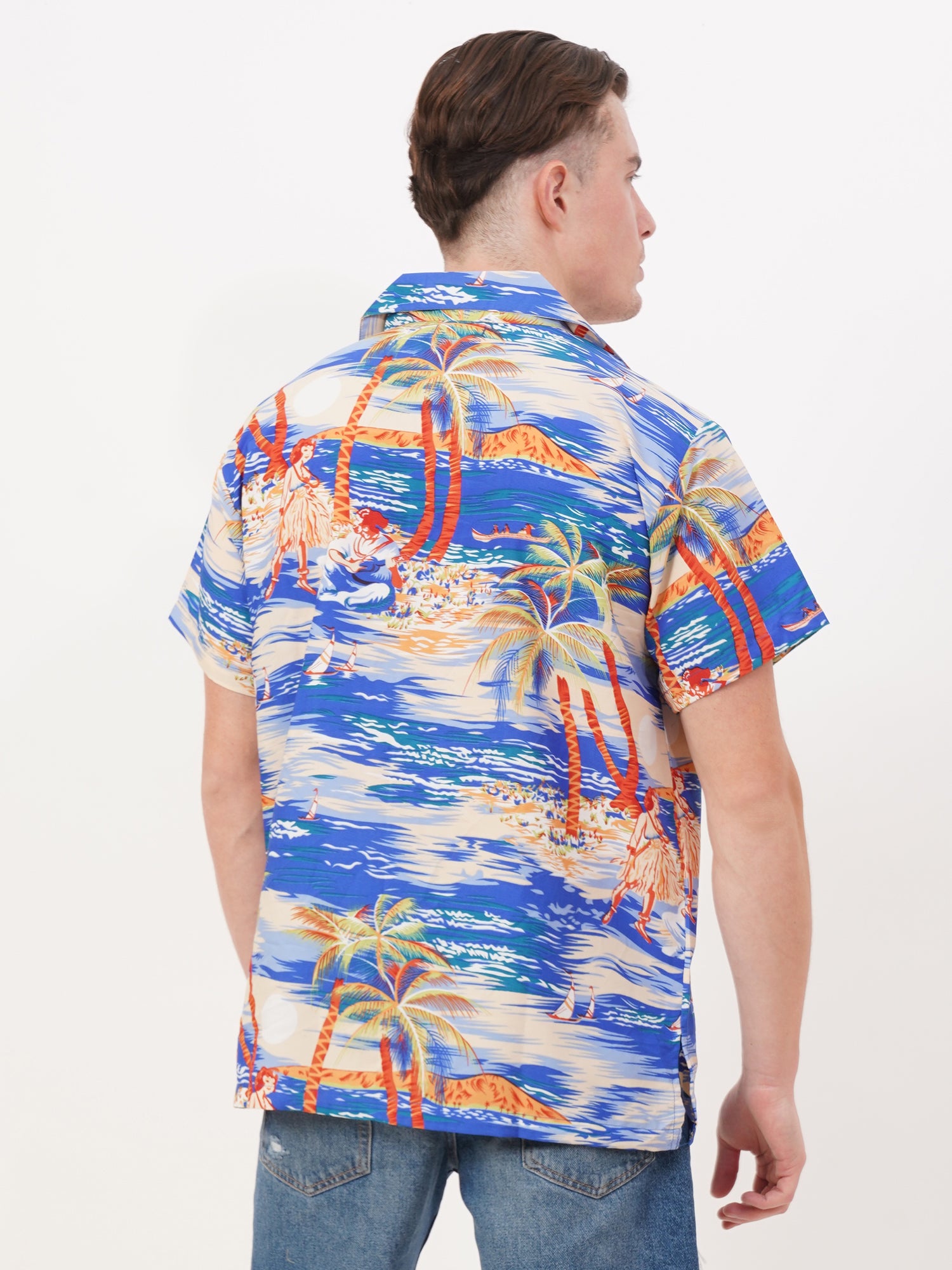 VERA Men’s Ocean Breeze Hawaiian Shirt – Short Sleeve Tropical Summer Button Down