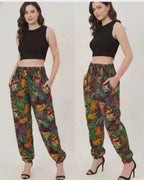 VERA Tropical Print Rayon Lounge & Yoga Pants — Soft, Lightweight, Relaxed Fit , FREE SIZE