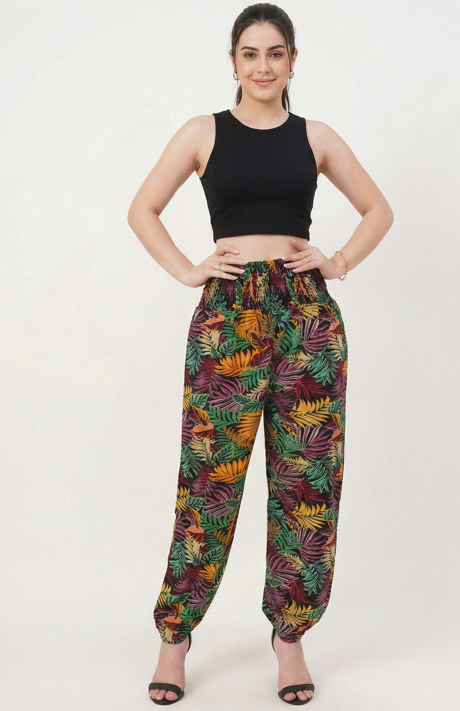 VERA Tropical Print Rayon Lounge & Yoga Pants — Soft, Lightweight, Relaxed Fit , FREE SIZE